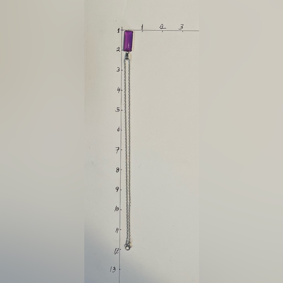 Classic Silver and Purple Glass Pendant Necklace - Stylish Casual Necklace - Picture 8 of 9